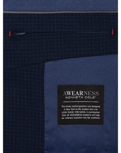 Awearness Kenneth Cole AWEAR-TECH Slim Fit Sport Coat, Navy Check 5 Awearness Kenneth Cole AWEAR-TECH Slim Fit Sport Coat, Navy Check -clothing MW40 15NH 94 AWEARNESS KENNETH COLE NAVY CHECK ALT2