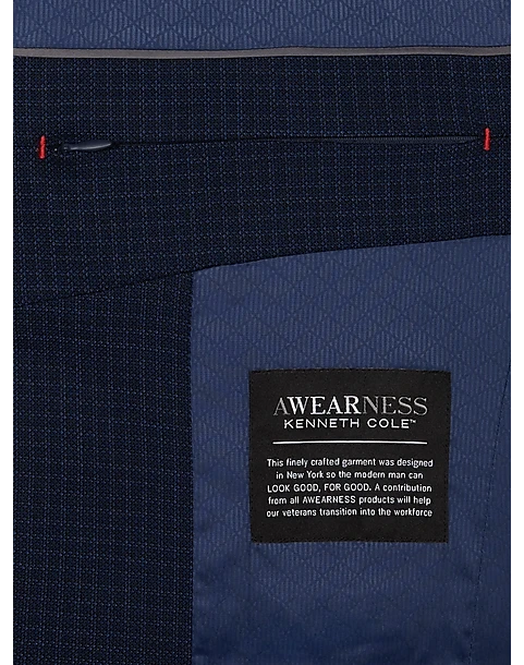Awearness Kenneth Cole AWEAR-TECH Slim Fit Sport Coat, Navy Check 3 Awearness Kenneth Cole AWEAR-TECH Slim Fit Sport Coat, Navy Check - Image 3