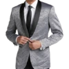 Egara Slim Fit Shawl Lapel Dinner Jacket, Silver Jacquard