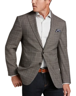 Awearness Kenneth Cole Modern Fit Sport Coat, Tan Plaid