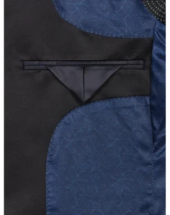 Egara Slim Fit Satin Peak Lapel Dinner Jacket, Dark Blue Patterned -clothing MW40 15ZW 70 EGARA BLUE FANCY ALT2