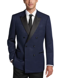 clothing 7 Egara Slim Fit Peak Lapel Double Breasted Dinner Jacket, Black Tic