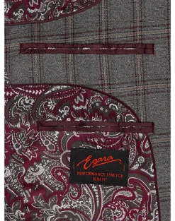 Egara Skinny Fit Suit Separates Coat, Wine Windowpane -clothing MW40 3VNL 60 EGARA ORANGE WINE WINDOWPANE ALT3