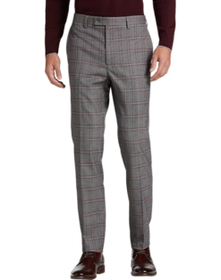 Egara Skinny Fit Suit Separates Pants, Wine Windowpane