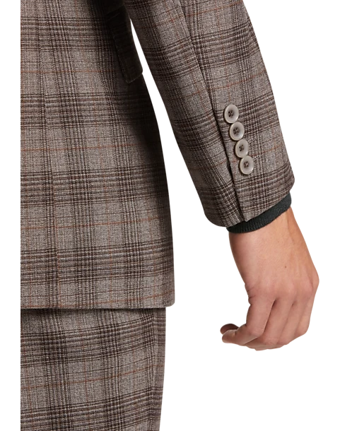 Egara Skinny Fit Suit Separates Coat, Taupe Plaid 2 Egara Skinny Fit Suit Separates Coat, Taupe Plaid - Image 2