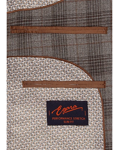 Egara Skinny Fit Suit Separates Coat, Taupe Plaid 3 Egara Skinny Fit Suit Separates Coat, Taupe Plaid - Image 3