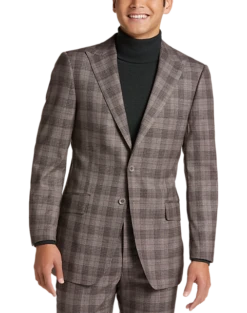 Egara Skinny Fit Suit Separates Coat, Taupe Plaid