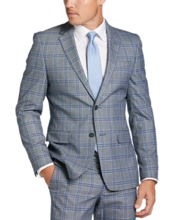 Egara Skinny Fit Suit Separates Coat, Gray Plaid