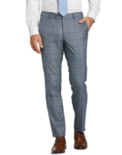 Egara Suit Separates Skinny Fit Dress Pants, Gray Plaid