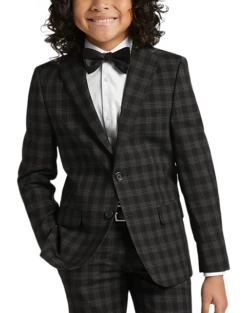 Kenneth Cole Reaction Boy's Suit, Black Plaid