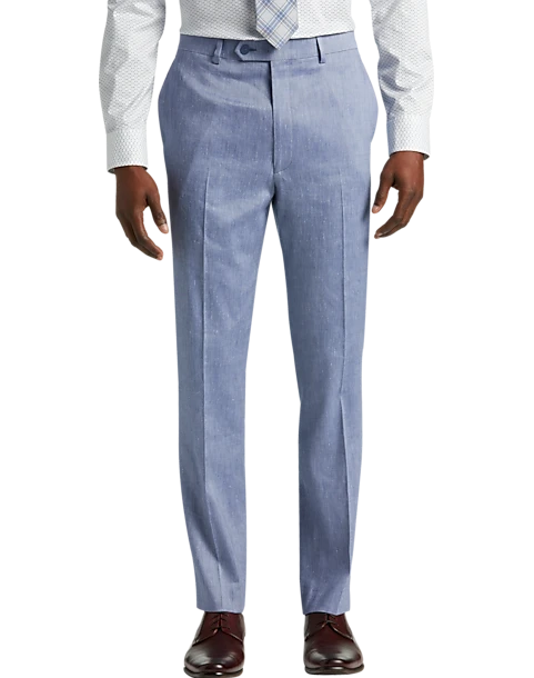 Calvin Klein Slim Fit Suit Separates Linen-Blend Pants, Light Blue 1 Calvin Klein Slim Fit Suit Separates Linen-Blend Pants, Light Blue