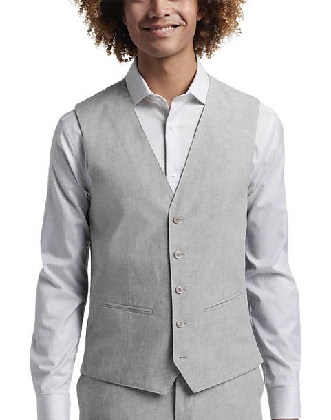 JOE Joseph Abboud Slim Fit Linen Blend Suit Separates Vest, Light Gray 1 JOE Joseph Abboud Slim Fit Linen Blend Suit Separates Vest, Light Gray