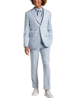 Egara Skinny Fit Suit Separates Coat, Light Blue Plaid -clothing MW40 3XGM 15 EGARA ORANGE LT BLUE PLAID ALT5