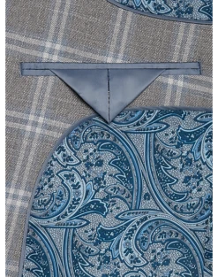 Egara Skinny Fit Suit Separates Coat, Gray & Blue Plaid -clothing MW40 3XH3 64 EGARA ORANGE GRAY BLUE PLAID ALT2