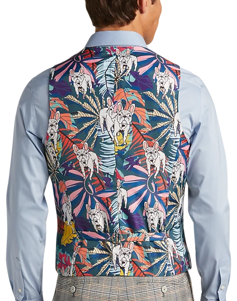 Paisley & Gray Slim Fit Suit Separates Vest, Slate Blue Check 2 Paisley & Gray Slim Fit Suit Separates Vest, Slate Blue Check - Image 2