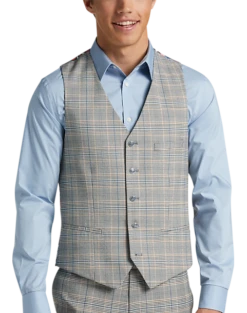 Paisley & Gray Slim Fit Suit Separates Vest, Slate Blue Check