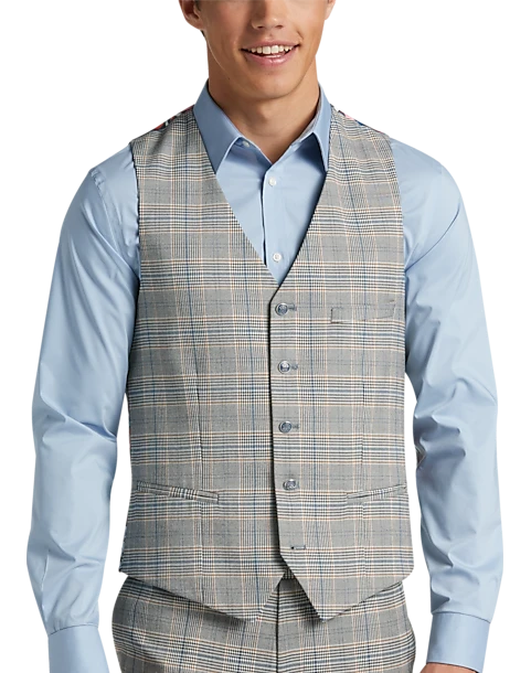 Paisley & Gray Slim Fit Suit Separates Vest, Slate Blue Check 1 Paisley & Gray Slim Fit Suit Separates Vest, Slate Blue Check