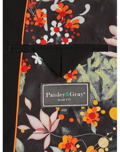 Paisley & Gray Slim Fit Double Breasted Suit Separates Coat, Jet Black -clothing MW40 3XK9 02 PAISLEY GRAY JET BLACK ALT3