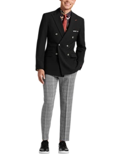Paisley & Gray Slim Fit Double Breasted Suit Separates Coat, Jet Black -clothing MW40 3XK9 02 PAISLEY GRAY JET BLACK ALT5