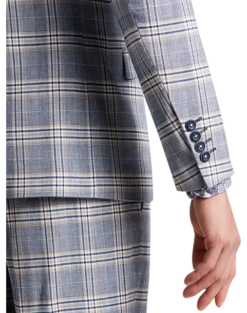 Paisley & Gray Slim Fit Suit Separates Coat, Blue & Beige Check -clothing MW40 3XKR 67 PAISLEY GRAY BLUE BEIGE CHECK ALT2