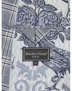 Paisley & Gray Slim Fit Suit Separates Coat, Blue & Beige Check -clothing MW40 3XKR 67 PAISLEY GRAY BLUE BEIGE CHECK ALT3