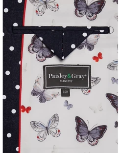 Paisley & Gray Slim Fit Suit Separates Coat, Navy With White Polka Dots -clothing MW40 3XLU 27 PAISLEY GRAY NAVY WHITE POKA DOTS ALT3