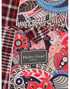 Paisley & Gray Slim Fit Suit Separates Coat, Pink Plaid -clothing MW40 3XMF 60 PAISLEY GRAY PINK PLAID ALT3