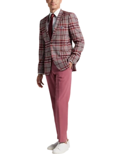 Paisley & Gray Slim Fit Suit Separates Coat, Pink Plaid -clothing MW40 3XMF 60 PAISLEY GRAY PINK PLAID ALT5