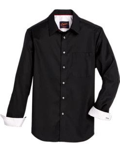 Egara Slim Fit Textured Woven Sport Shirt, Black