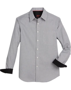 Egara Slim Fit Sport Shirt, Black & White Houndstooth