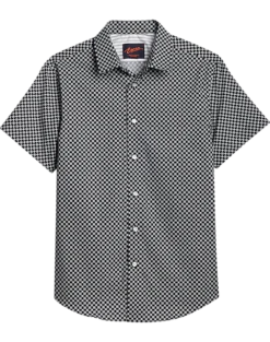 Egara Slim Fit Sport Shirt, Black Tile Print