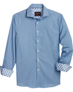 Egara Slim Fit Sport Shirt, Navy Blue Medallion