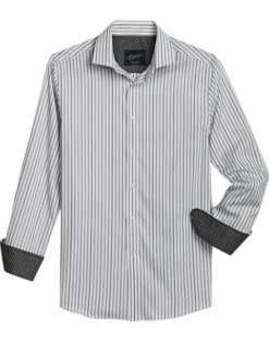Egara Slim Fit Sport Shirt, Black Tonal Stripe