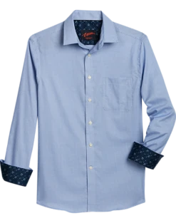 Egara Slim Fit Sport Shirt, Blue Woven Check