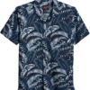 Egara Slim Fit Short Sleeve Sport Shirt, Navy Floral