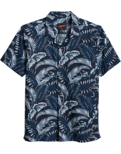 Egara Slim Fit Short Sleeve Sport Shirt, Navy Floral