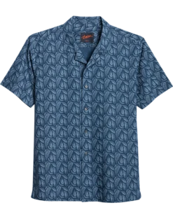 Egara Slim Fit Short Sleeve Sport Shirt, Navy Fern