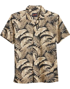 Egara Slim Fit Short Sleeve Sport Shirt, Tan Floral