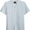 Egara Slim Fit Short Sleeve Sport Shirt, Aqua Stripe