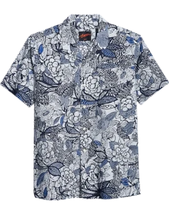 Egara Slim Fit Short Sleeve Sport Shirt, Blue Floral
