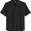 Michael Strahan Modern Fit Popcorn Stitch Short Sport Shirt, Black