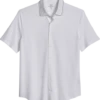 Michael Strahan Modern Fit Popcorn Stitch Short Sport Shirt, White