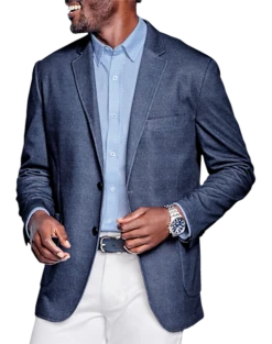 Johnston & Murphy Modern Fit Flex Knit Blazer, Navy Glen Plaid