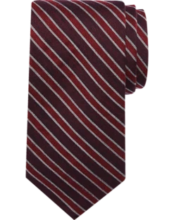 Egara Skinny Tie, Burgundy Stripe