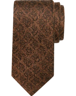 Egara Skinny Tie, Brown Subtle Diamond Check