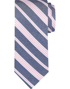 Egara Narrow Tie, Pink & Blue Stripe