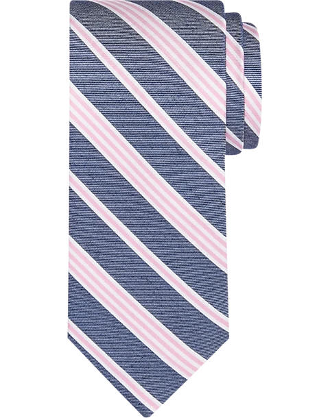 Egara Narrow Tie, Pink & Blue Stripe 1 Egara Narrow Tie, Pink & Blue Stripe