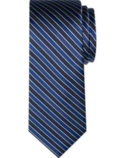 Egara Narrow Tie, Navy Stripe