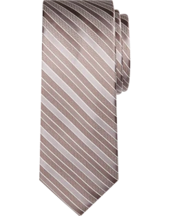 Egara Narrow Tie, Taupe Stripe