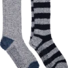 Egara Crew Socks, 2 Pack Gray & Navy